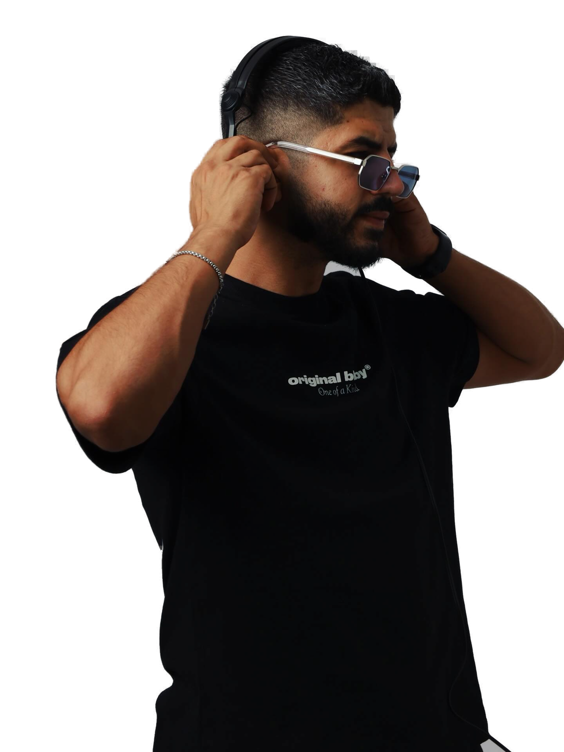 DJ Nizz putting on his headphones